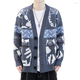 Men's Sweaters Autumn And Winter Youth Sweater Cartoon Jacquard Cardigan Men