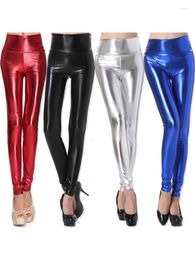 Women's Leggings Shiny Sexy Women Pencil Pants High Waist Leggins Stretch Elastic Skinny Fashion Tight Silver Gold