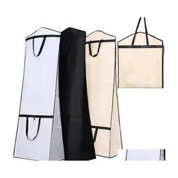 Clothing Wardrobe Storage Black Wedding Dress Garment Bag Ers Nonwoven Dust Fl Zipper Thickened Portable Folding Dualuse Er Drop D297V