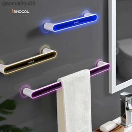 Wall-mounted Towel Rack Self-adhesive Non-perforated Bathroom Towel Holder Rack Hook Storage Rack Kitchen Rag Stand L230704