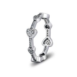 Compatible with Pandora jewelry ring silver Alluring Hearts rings With CZ 100% 925 sterling silver jewelry whole DIY For Women264z