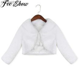 Baby Girl Princess White Coats Kids Faux Fur Warm Short Jacket for Wedding Dress Party Formal Girls Bolero Toddler Girl Outwear L230712