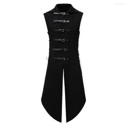 Men's Vests Gothic Tuxedo Vest Mediaeval Vintage Sleeveless Steampunk Victorian Suit Male Trench Outfit Halloween