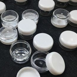 100pcs 2g 3g 5g 10g 15g 20g Plastic Clear Cosmetic Jars Container White Lid Lotion Bottle Vials Face Cream Sample Pots Gel Boxes219e