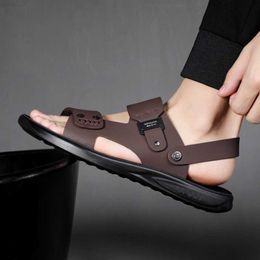 Sandals Men's Slippers Summer New Sandals Men PU Leather Sandals Adult Thick-soled Beach Shoes Non-slip Open-toe Sandals L230720