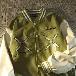 Men's Jackets Retro Pu Leather Jacket Baseball Uniform Women's Loose Single-breasted Buttons Long Sleeves Autumn Sports Coats