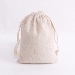 50pcs lot Natural Colour Cotton Bags 8x10 9x12 13x18cm Drawstring Gift Bag Pouches Muslin Candy Gifts Jewellery Packaging Bags T200602320