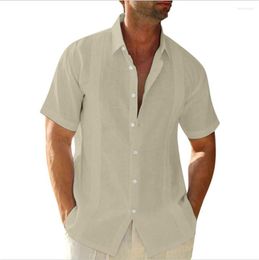 Men's Casual Shirts Mens T Shirt Tops Button Trend Cotton Short Sleeve Down Up With Pack For Men