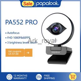 Webcams FHD 60FPS 1080P Webcam Live Streaming with Ring Light PAPALOOK PA552 PRO USB Web Camera Autofocus 2 Stereo DSP MIC for Laptop J230720