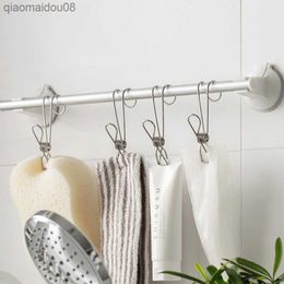 Multipurpose Stainless Steel Clip Holder Kitchen Storage Hooks Bathroom Towel Clothes Clip Socks Organiser Strong Hooks Clip L230704