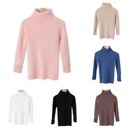 Pullover 2022 Spring Autumn Knitted Sweater Long Sleeve Basic Style Turtleneck Sweater Kid Clothes Children Clothes HKD230719