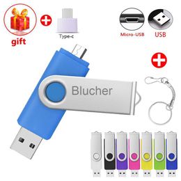 Memory Cards USB Stick DIY USB Flash Drive for Android Smart Phone PC Bilateral 8GB Pendrive 16GB OTG Pen Drive Metal 32GB Usb Photography Gift x0720