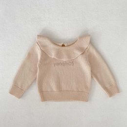 Pullover Autumn Knitted Sweet Lotus Collor Pullover Sweater Newborn Boy Girl Cotton Long Sleeve Knit Tops Children Fashion Loose Knitwear HKD230724