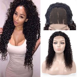 Human Hair Wigs Lace Front Brazilian Kinky Curly Hair 4x4 Closure Lace Wig Remy Virgin Hair 180% Density Wigs For Black Women274R