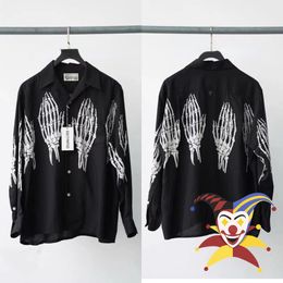 Mens Casual Shirts Long sleeve WACKO MARIA 1 High quality Aloha shirt Skull Ghost Palm Claw Printed Shirt 230720