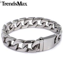 Trendsmax 13mm 316L Stainless Steel Bracelet Mens Wristband Curb Silver Colour HB83312i