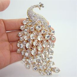 Whole - new 2014 4 33 H-Quality Peacock Brooch Pins w Rhinestone Crystal Popular Jewelry Party187s