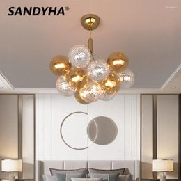 Pendant Lamps SANDYHA Modern Crystal Lampara Salon Design Chandelier Living Dining Room Indoor Colgantes Para Techo Led Hanging Light