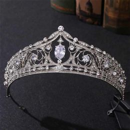 Baroque Luxury Geometric Bridal Tiaras Cubic Zirconia Crown Crystal Pageant Diadem Headband Wedding Hair Accessories 2110202453