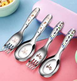 Dinnerware Sets 316 Stainless Steel Kids Fork Spoon Set Feeding Learning Eating Habit Children Tableware