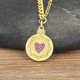 Chains AIBEF Sweet Cute Pink Heart Pattern Rhinestone Pendant Women Copper CZ Necklace Jewellery Accessory Girl Birthday Gift Daily Wear