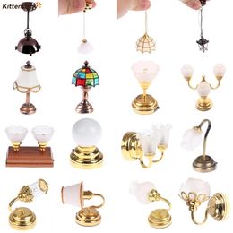 Tools Workshop 1/12 Miniature Dollhouse Ceiling Lamp Wall Light Desk Lamp Mini LED Lighting Home Decoration Doll Furniture Toy Can Be Bright 230720