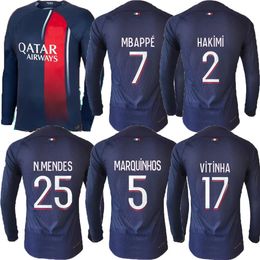 2023 2024 Maillot Paris MBAPPE Soccer Jerseys 23 24 NEYMAR SERGIO RAMOS football shirts men HAKIMI L PAREDES MARQUINHOS VERRATTI jersey Long sleeve