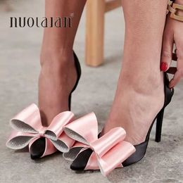 Sandals Fashion Elegant Bowknot Women Pumps Sexy Pointed Toe High Heels Wedding Prom Shoes Ladies Summer Slingback Sandals L230720