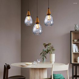 Pendant Lamps Led Art Chandelier Lamp Light Room Decor Nordic Clear Amber Smoky Gray Single Head Water Pattern Restaurant Bedside