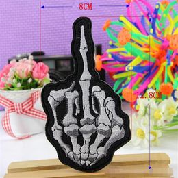 Iron On Patches DIY Embroidered Patch sticker For Clothing clothes Fabric Badges Sewing skull finger design180t