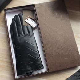 Luxury designer gloves men's and women's leather gloves women's sheepskin touch screen winter thickened warm brand 273Y