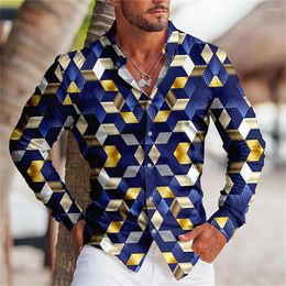 Men's Casual Shirts Shirt With Graphic Print Long Sleeve Sports Man Clothes Blue Button Of Course For Diplomatic Affairs Novelty Fas
