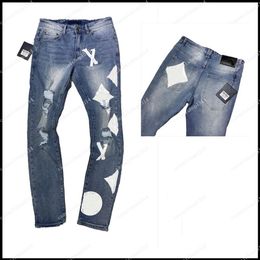 Mens Designer Jeans Distressed Ripped Biker Slim Fit Motorcycle Bikers Denim For Men s Fashion Mans Black Pants pour hommes215C