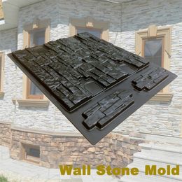Wall Concrete Moulds Garden House Wall Stone Tiles Stone Mould Cement Bricks Maker Tiny House Mould For Tile254p