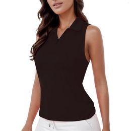 Women's Polos Shirt Sleeveless Tennis Top With Zippered Collar For Sports And Workouts Jr Fall Fashion