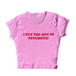 Womens T-shirt Psycic Baby Tee Cute Pink Printed Aesthetic Fairy Crop Tops Y2k Clothes Punk Streetwear Sweet Emo Girls Sexy T-shirts 230719