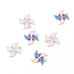 Bulk 200pcs Paper Windmill Charms Enamel pinwheel charms pendant fit Bracelet Necklace Jewelry Accessories 232y