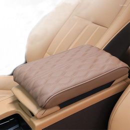 Interior Accessories Wave Embroidery PU Leather Car Armrest Mat Center Console Arm Rest Protection Cushion Auto Armrests Storage Box Cover