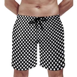 Men's Shorts Black And White Polka Dot Board Quality Men Beach Pants Vintage Spots Print Swimming Trunks Large Size