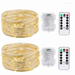 Strings Battery LED Copper Wire String Light Remote Control Christmas Decoration Lamp Wedding Holiday Party Gift Box Lighting