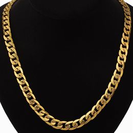 Hip Hop Jewellery Long Chunky Cuban Link Chain Golden Necklaces With Thick Gold Colour Stainless Steel Neck Chains For Men Jewelry2680