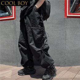 Pantaloni da uomo F GIRLS Cargo per uomo Pantaloni neri da jogging maschile coreano sciolto casual giapponese streetwear hip hop stile safari tasca
