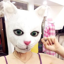 Funny Halloween Cute Realistic Cat Latex Mask Adult Full Face Latex Mask Halloween Masquerade Cosplay Party Mask254D