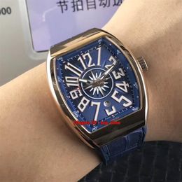 5 style high quality Watch Vanguard Rose Gold Automatic Mens Watch V 45 SC DT Blue Dial Rubber Strap Gents Watches225s