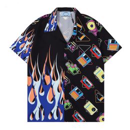 2023 Spring Summer Bowling Shirts Mens Fashion Couture Gold Baroque Print Shirts Casual Button Down Short Sleeve Hawaiian Shirt Su259a