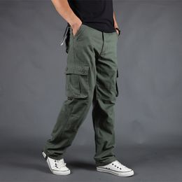 Men's Pants Multi pocket cargo pants men's loose oversize casual Spring and autumn thick cotton European version Six pant 230720