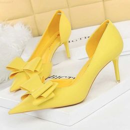 Sandals BIGTREE Shoes Pu Leather Kitten Heels Bowknot Stiletto Heels 7.5 Cm Women Pumps Fashion High-heeled Shoes Sexy Wedding Shoes L230720