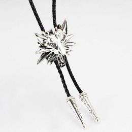 Bolo Ties New style wolf head bolo tie collar rope hanging fashion men's and women's clothing pendant bolo tie accessories HKD230719