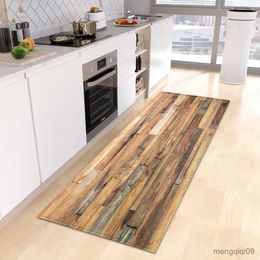 Carpets Wood Grain Kitchen Rug Bedroom Entrance Doormat Anti-Slip Living Room Floor Decor Carpet Home Bath Hallway Foot Mat Custom Made R230720