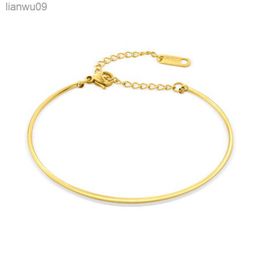 ANEH Minimalist Stainless Steel Circle Chain Bracelet Bangle for Women 14K Gold Plated Exquisite Trendy Jewellery 2023 New L230704